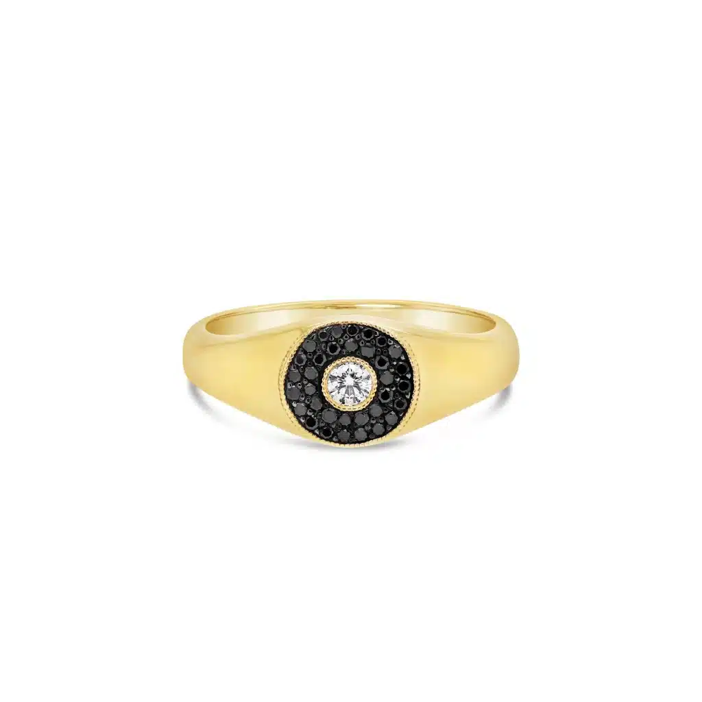 Fairfax & Roberts white and black diamond signet ring